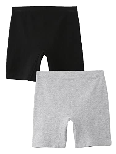MACKLY Girls Inner Shorts, Black/Grey, Pack of 2