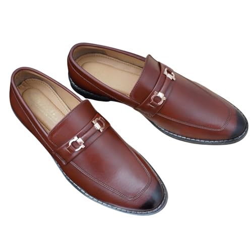 HABBITUS FASHION Men Synthetic Leather Casual Shoes (Brown)/(02_Shoes_Brown)