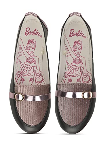toothless Barbie Kids Girls Rose Gold Black Ballerinas