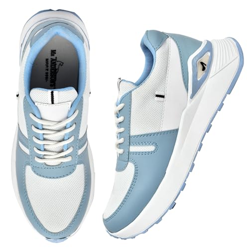MR ANDERSON’S Girls Sports Shoes, Comfortable Lightweight Casual Lace-Up Shoes for Women and Girls, Trendy Sports Shoes for Running, Gym, Training, and Casual Use (Blue)