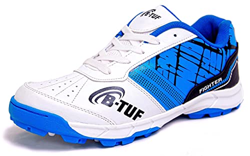B-TUF Fighter Cricket Shoes/Studs Spikes Sports for Men Boys Unisex Kids|Lightweight and Durable | Stylish Sports Shoes | (Blue/Orange/Red/Neon Green)